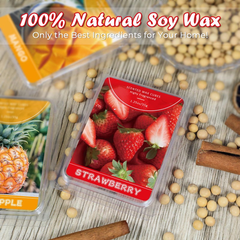 SCENTORINI Wax Melts  6 Pack Scented Wax Cubes Wax Melts Strong Scent  Soy Wax for Wax Warmer - Mint  Watermelon  Strawberry  Mango  Passion Fruit  Pineapple - Image 4